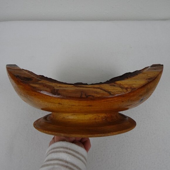 Live Edge Wood Bowl Footed Oval Hand Crafted Decor Fruit Candy 11" x 9" x 4.5" - Picture 14 of 14